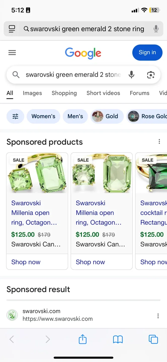 Swarovski Millenia Open Ring - Green, 18k Gold Plated image indicator(9)