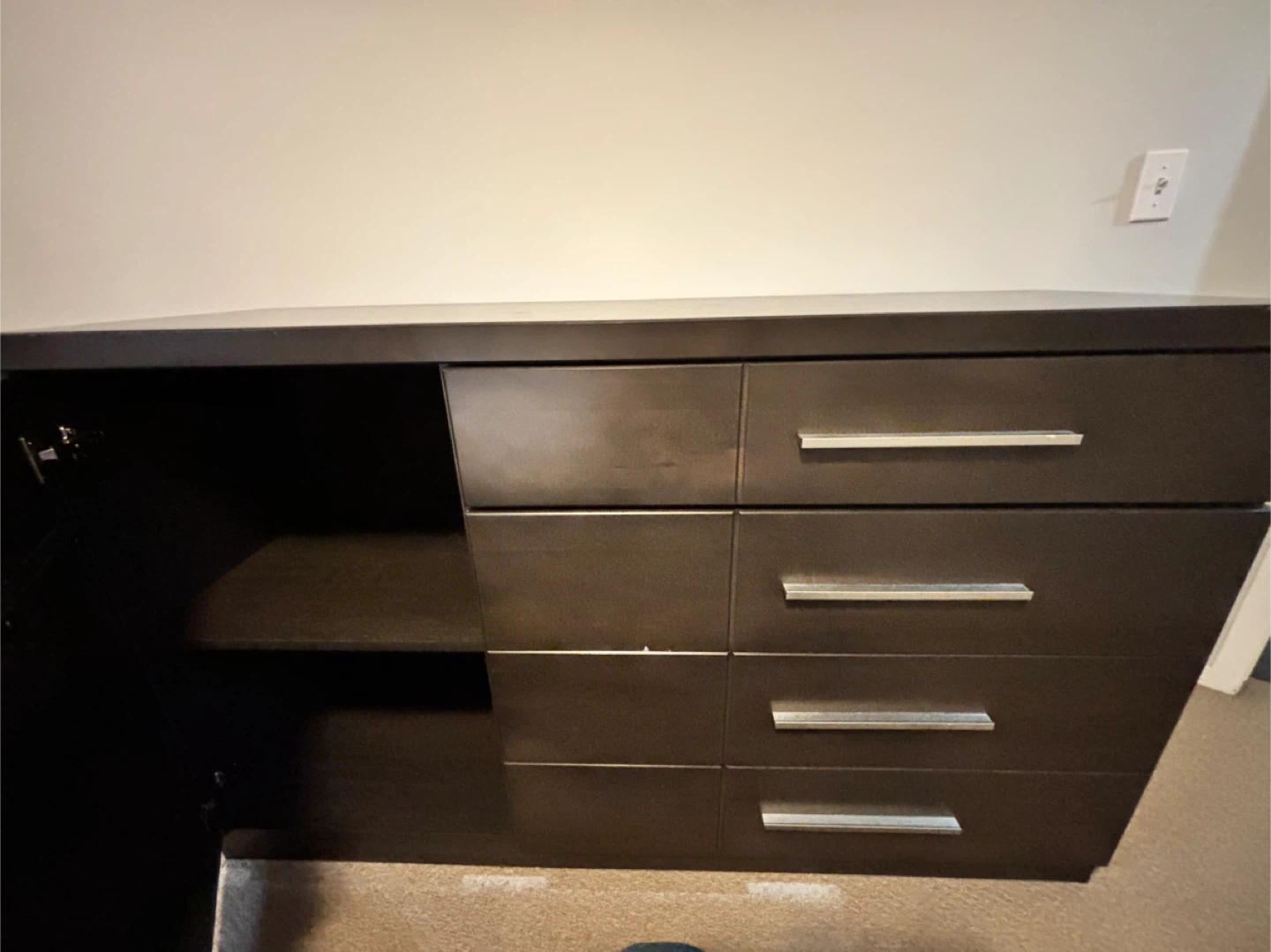 Dark Brown Dresser with Drawers & Cabinet - photo 2