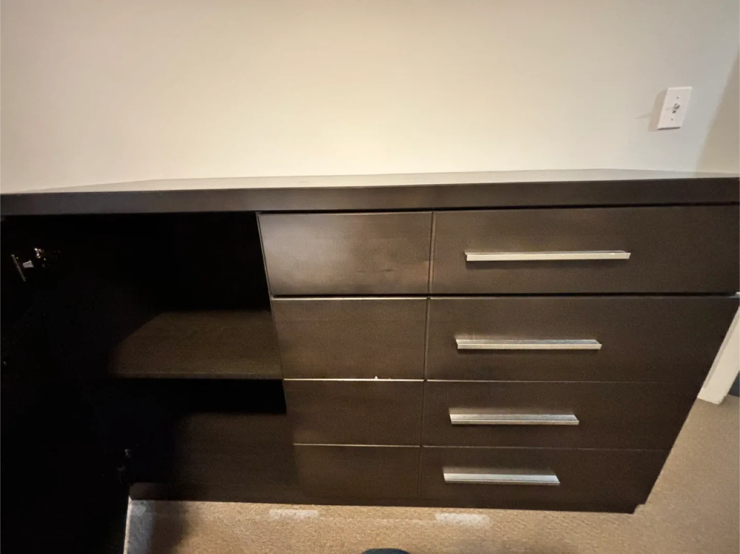 Dark Brown Dresser with Drawers & Cabinet image indicator(2)