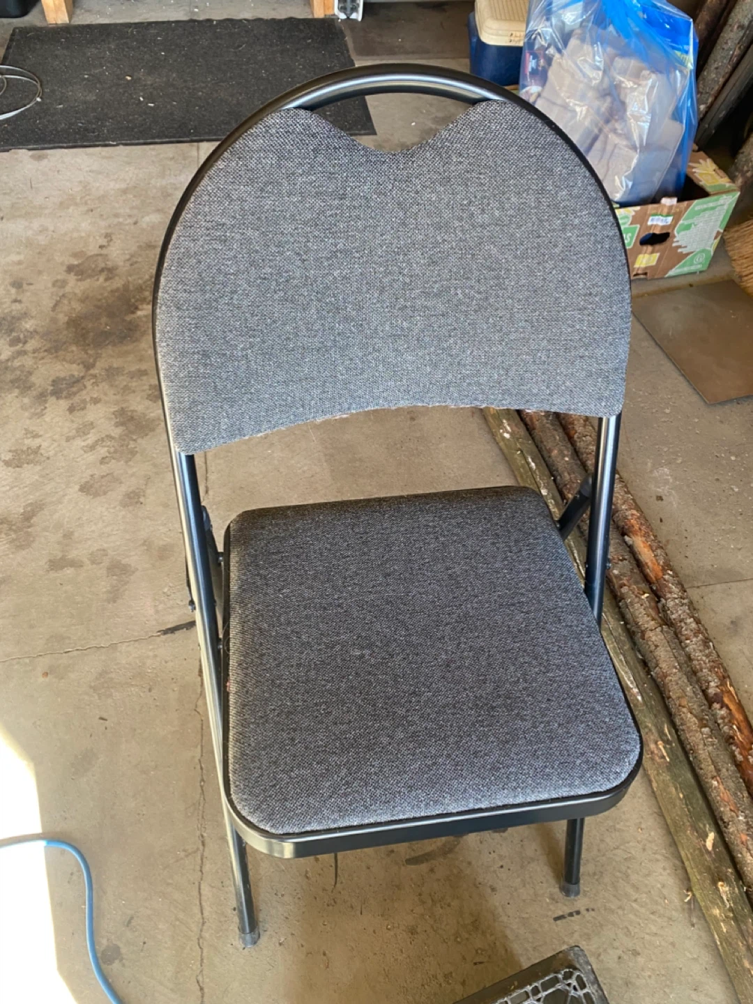 Folding Chair - Grey Fabric Seat