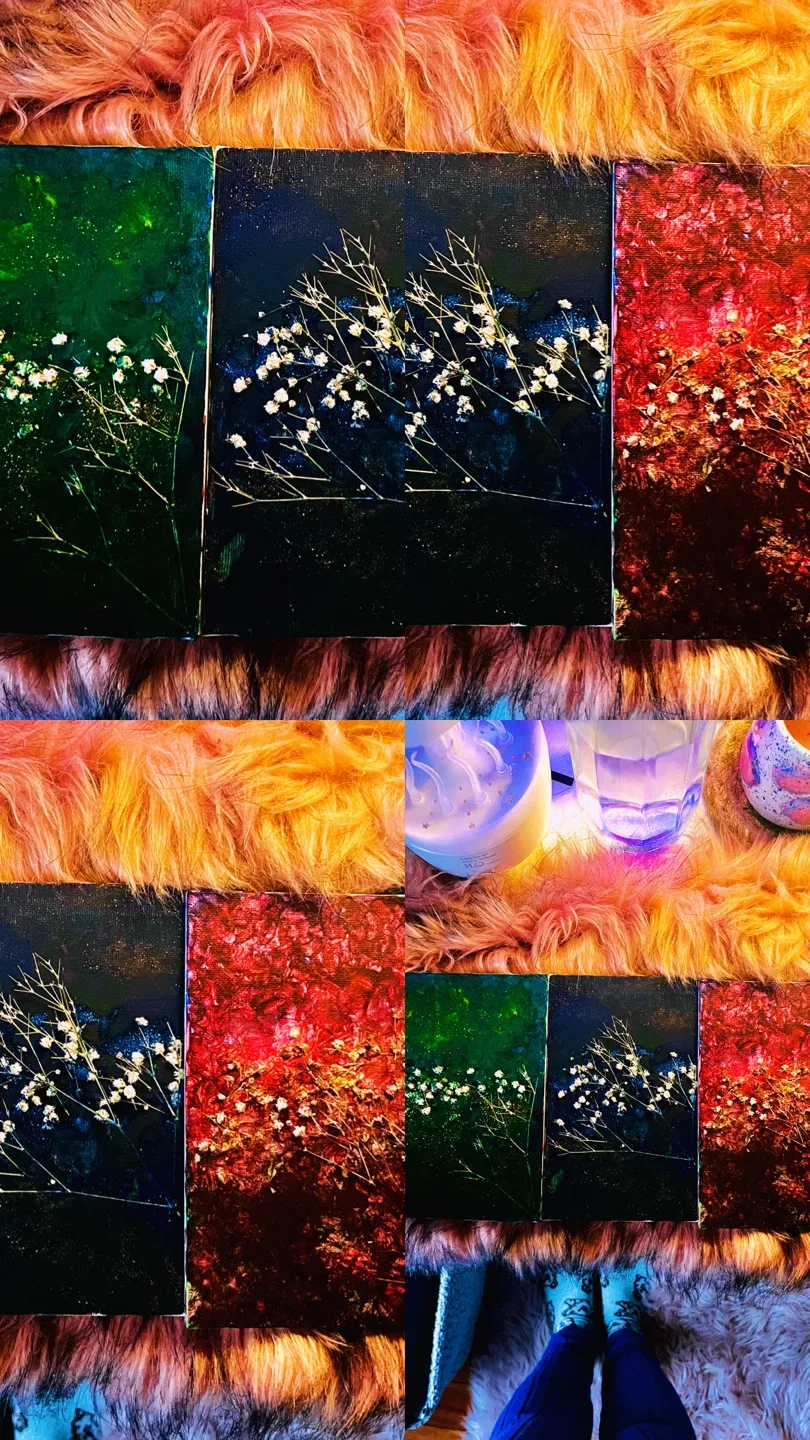 Original Floral Glitter Art Paintings