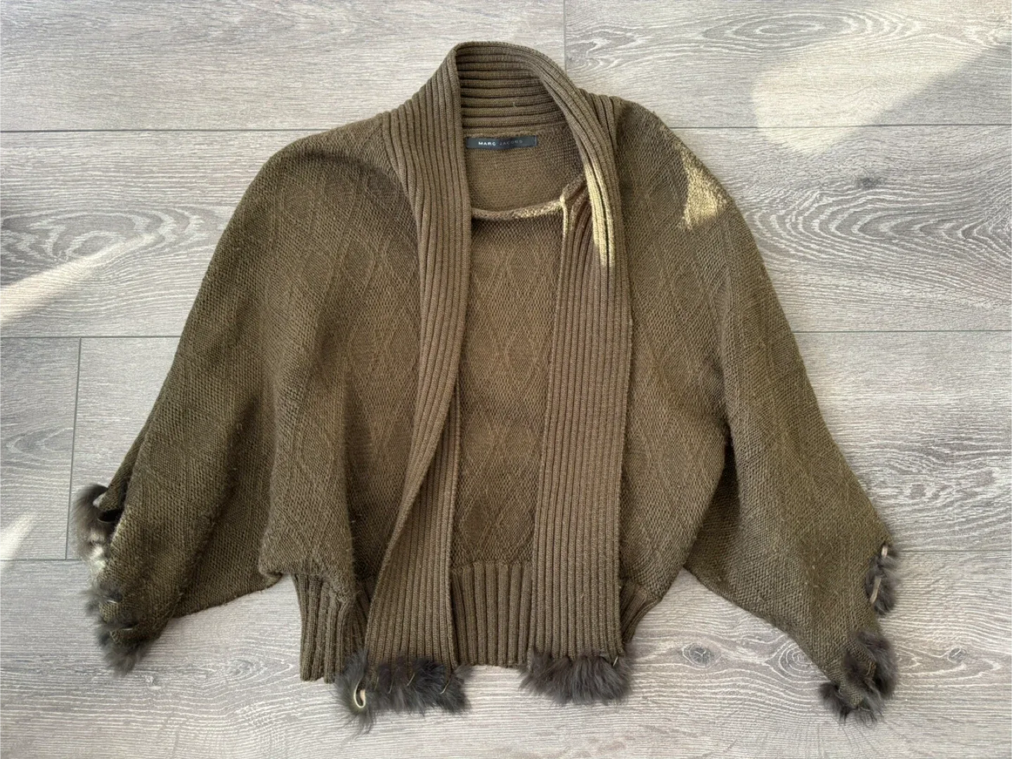 Marc Jacobs Knit Cardigan with Fur Trim