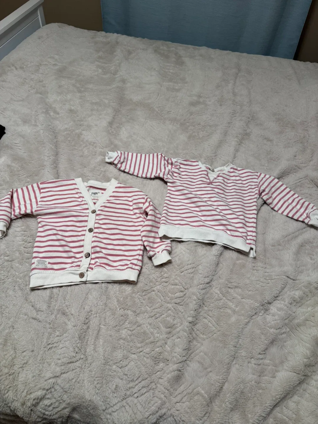 cigit Kids Striped Cardigan & Sweater Set