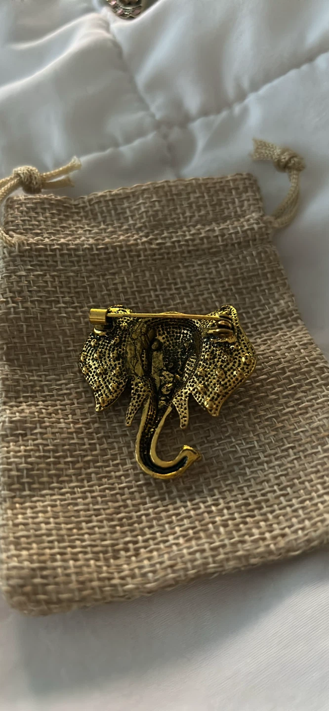 Elephant Brooch Pin - Gold Tone - photo 2
