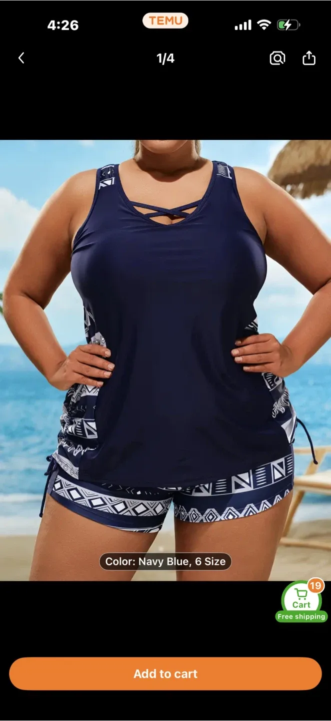 Women's Navy blue super cute and sporty  XXL bathing suit