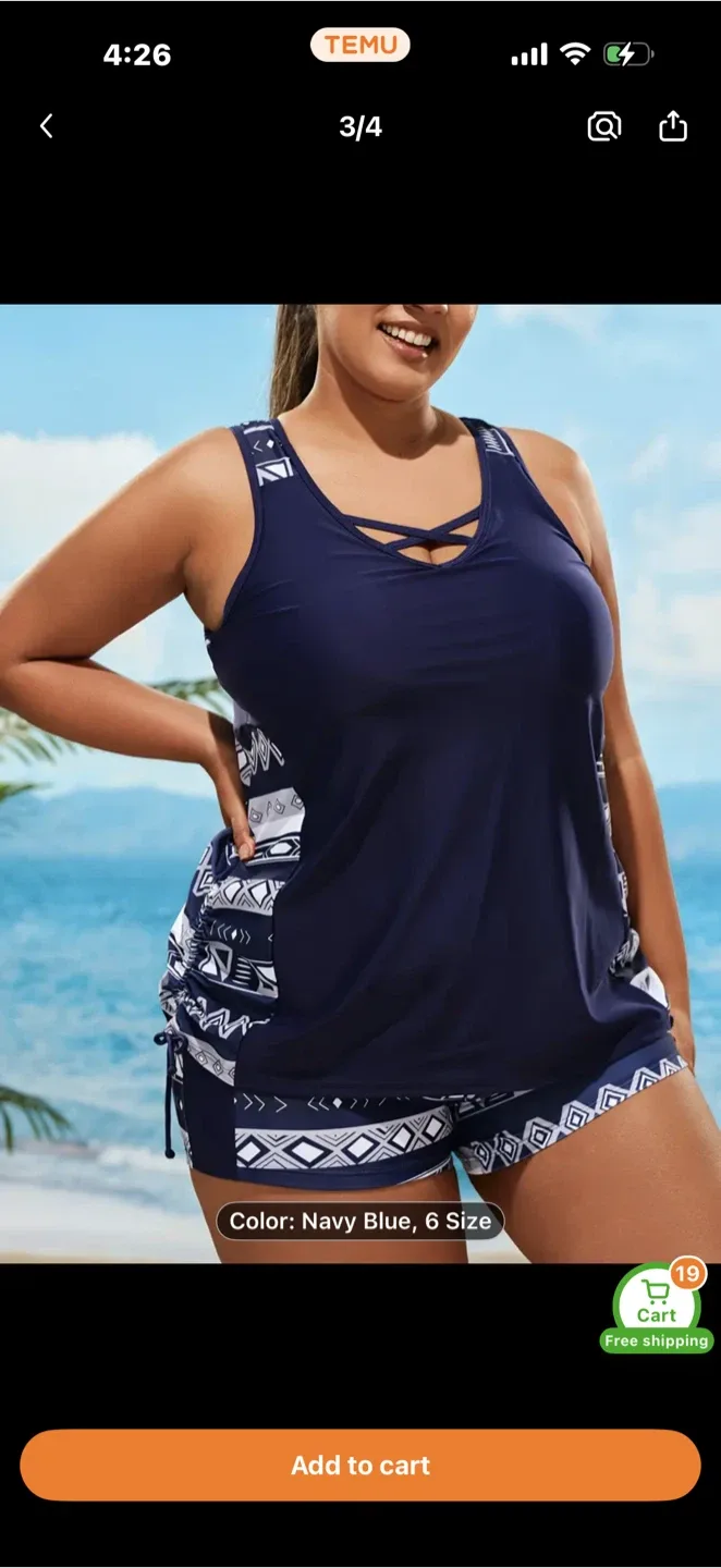 Women's Navy blue super cute and sporty  XXL bathing suit image indicator(3)