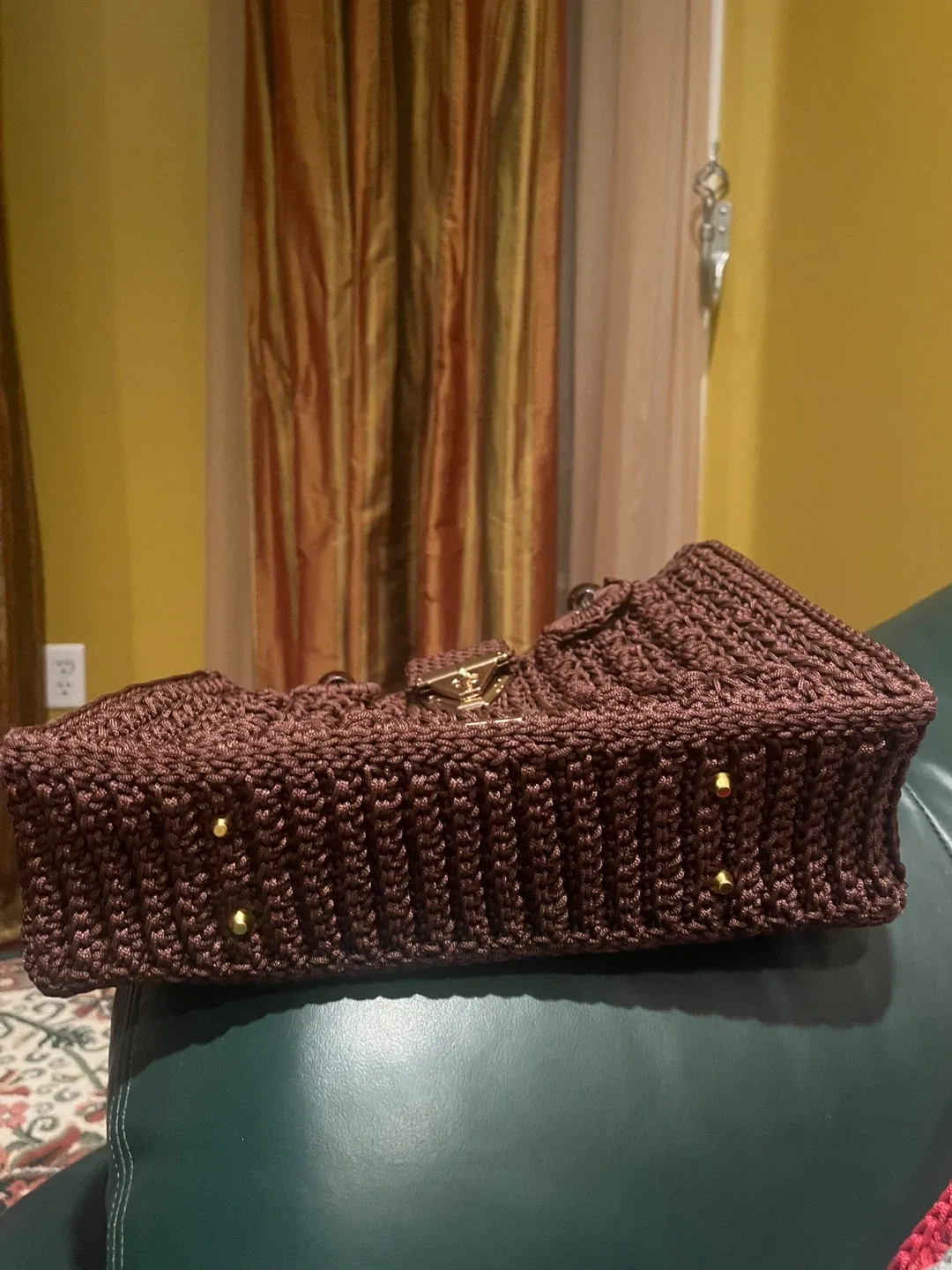 Handmade Brown Crochet Handbag image indicator(3)