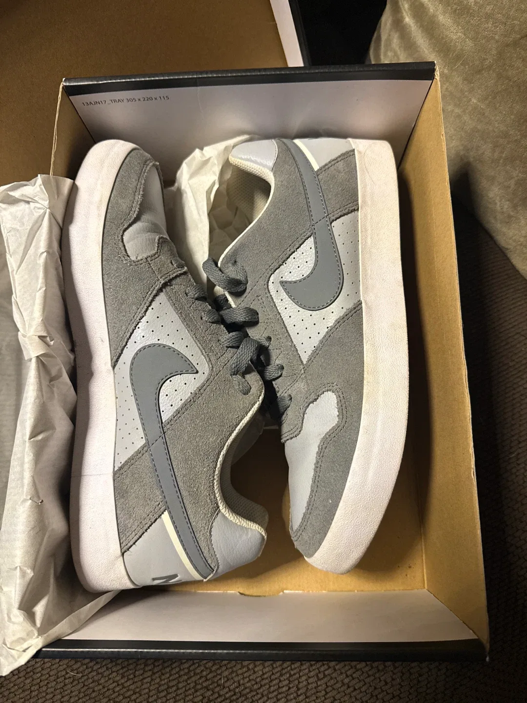 Nike SB Delta Force Vulc Skate Shoes - Grey, Size 9