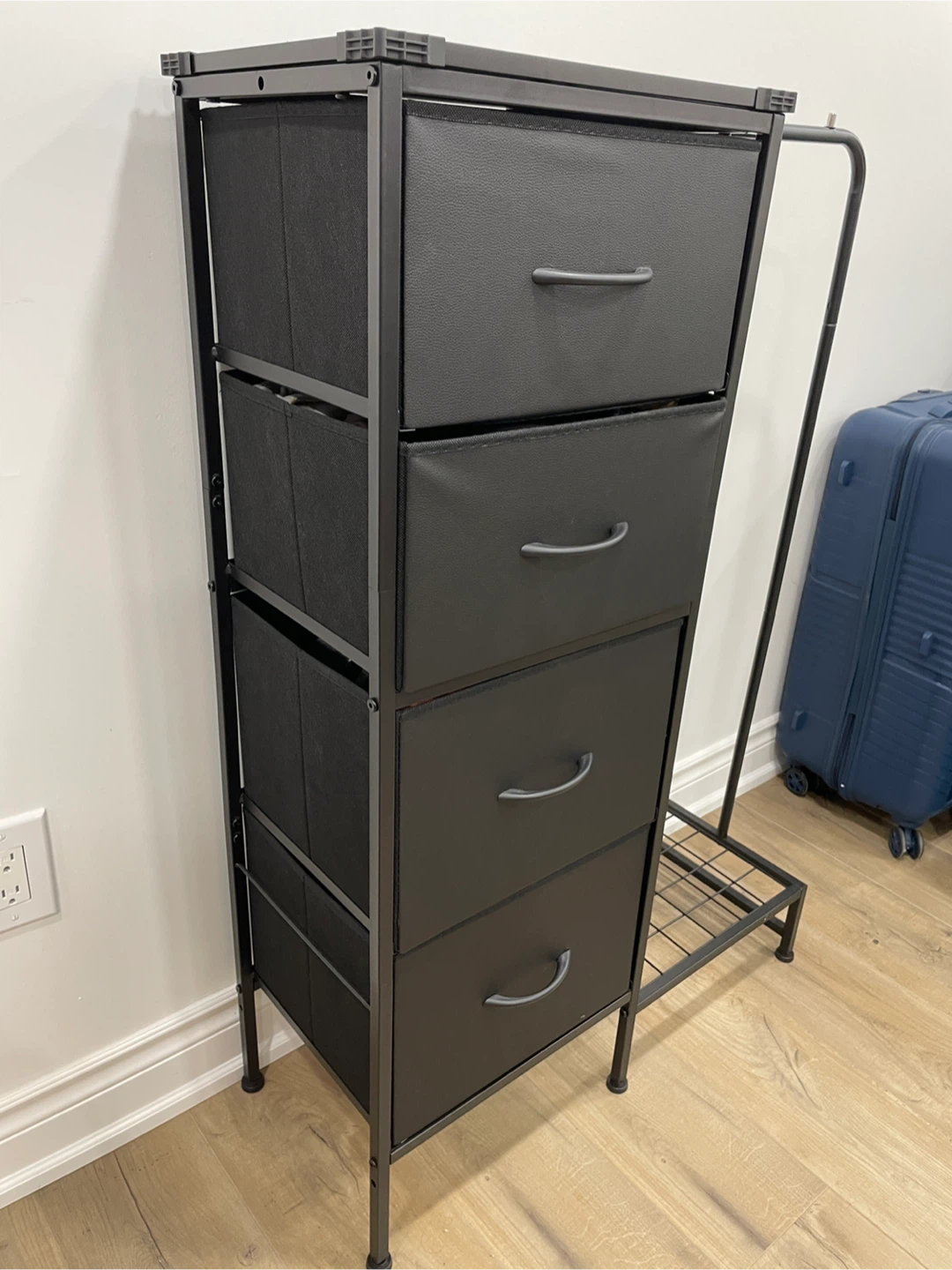 Black 4-Drawer Dresser with Hanging Bar - photo 2