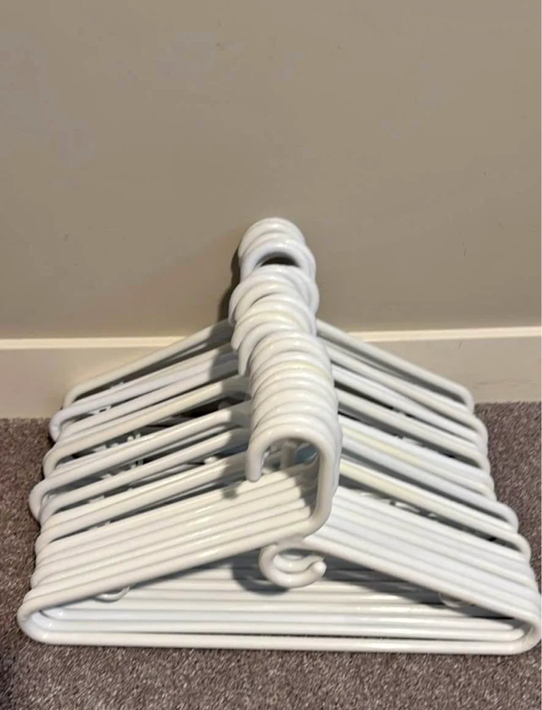 White Plastic Clothes Hangers - Lot of 15