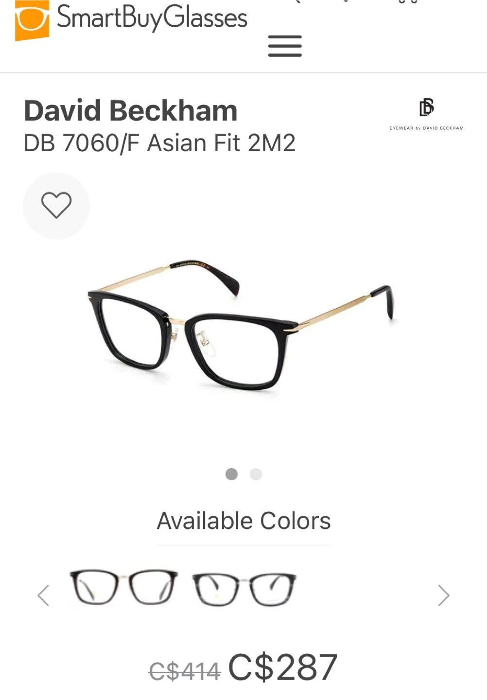 David Beckham DB 7060/F Asian Fit Glasses