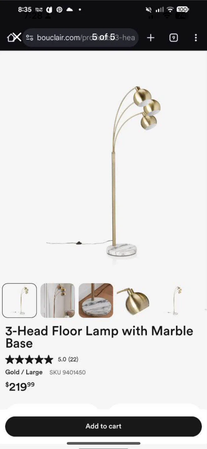 5 - Head Floor Lamp With Marble Base - Brand new image indicator(4)