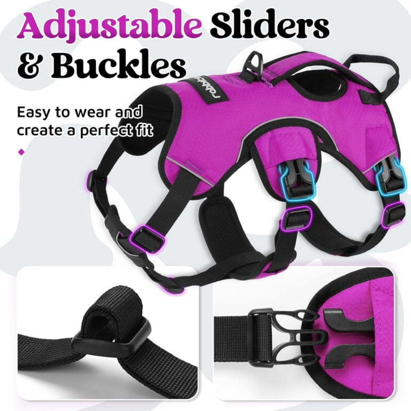 rabbitgoo Dog Harness - Purple, Size M - photo 5