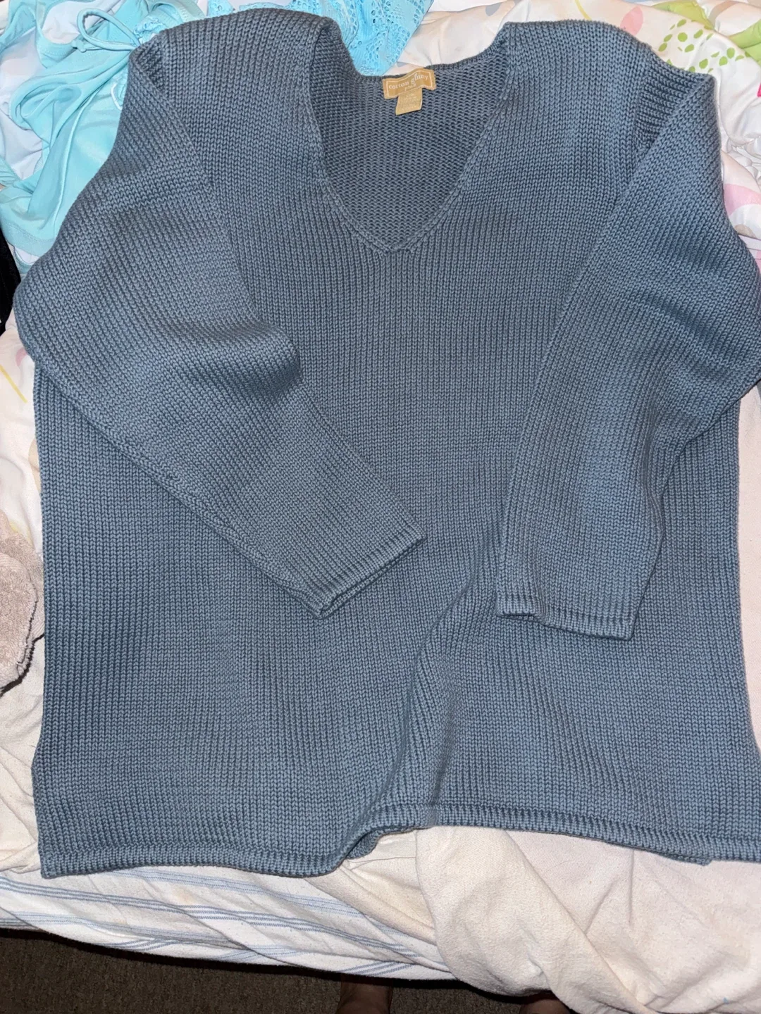 Cotton Ginny Plus Blue Knit Sweater Size 2X