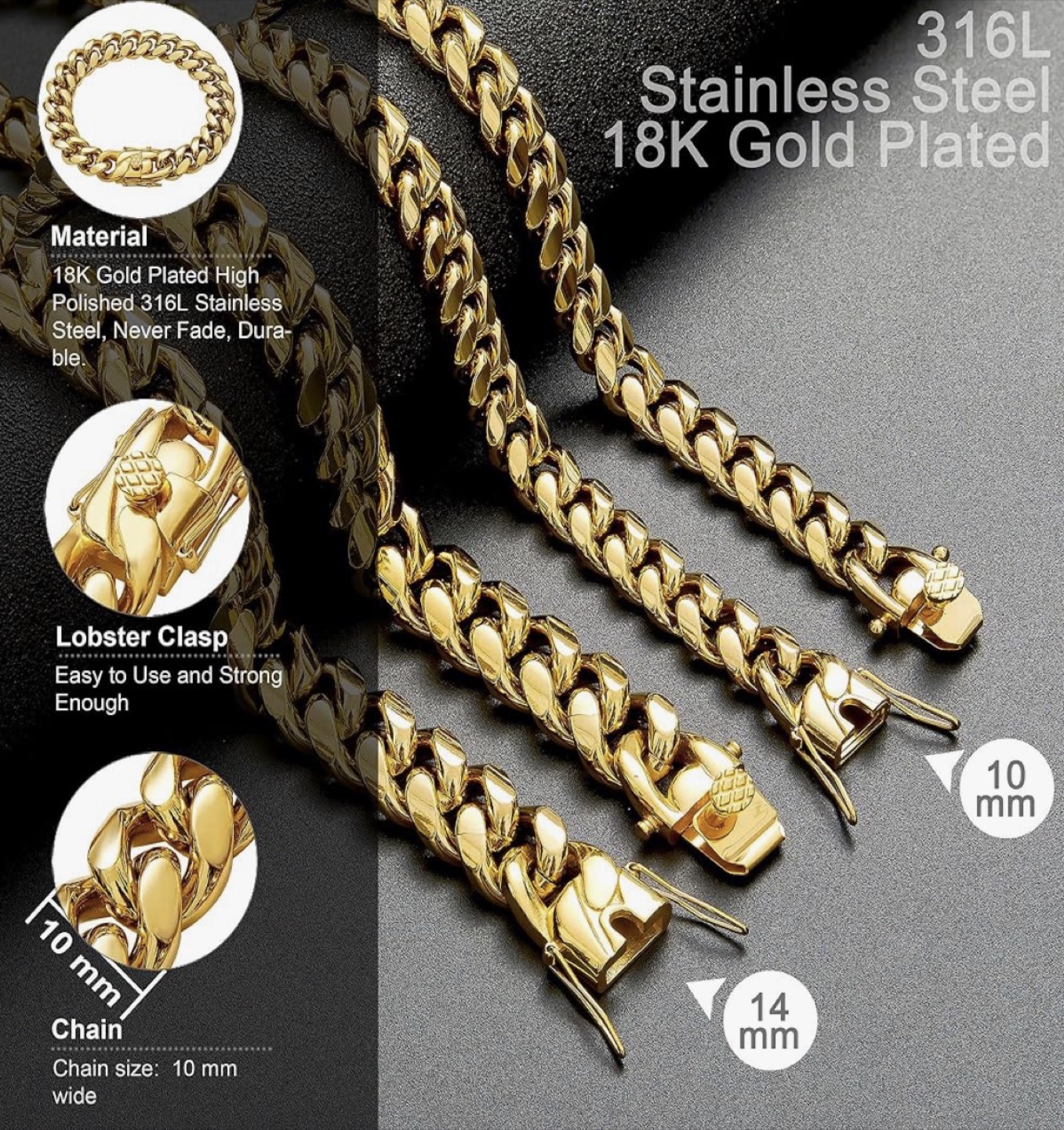 New Granny Chic Cuban Link 14MM 22" Gold Chain - photo 5