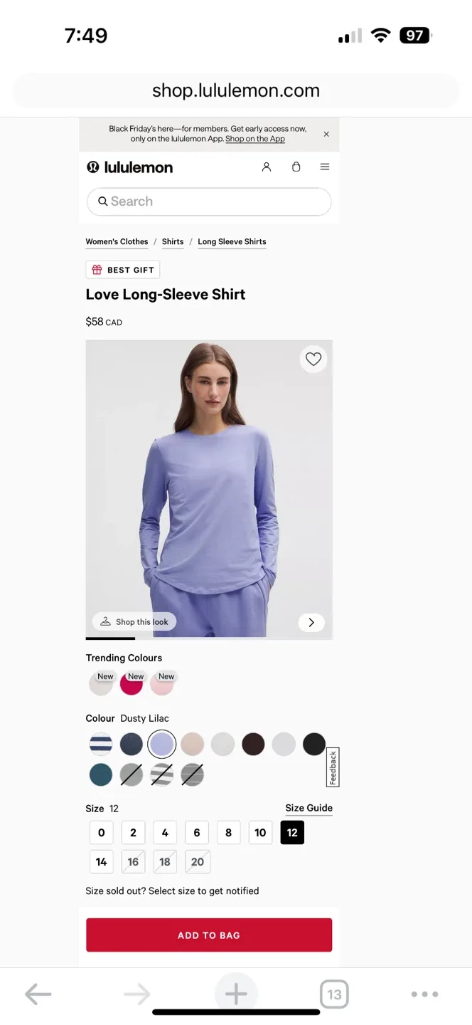 Lululemon Long Sleeve Shirt Blue - Womens Size 12 or size XL image indicator(6)