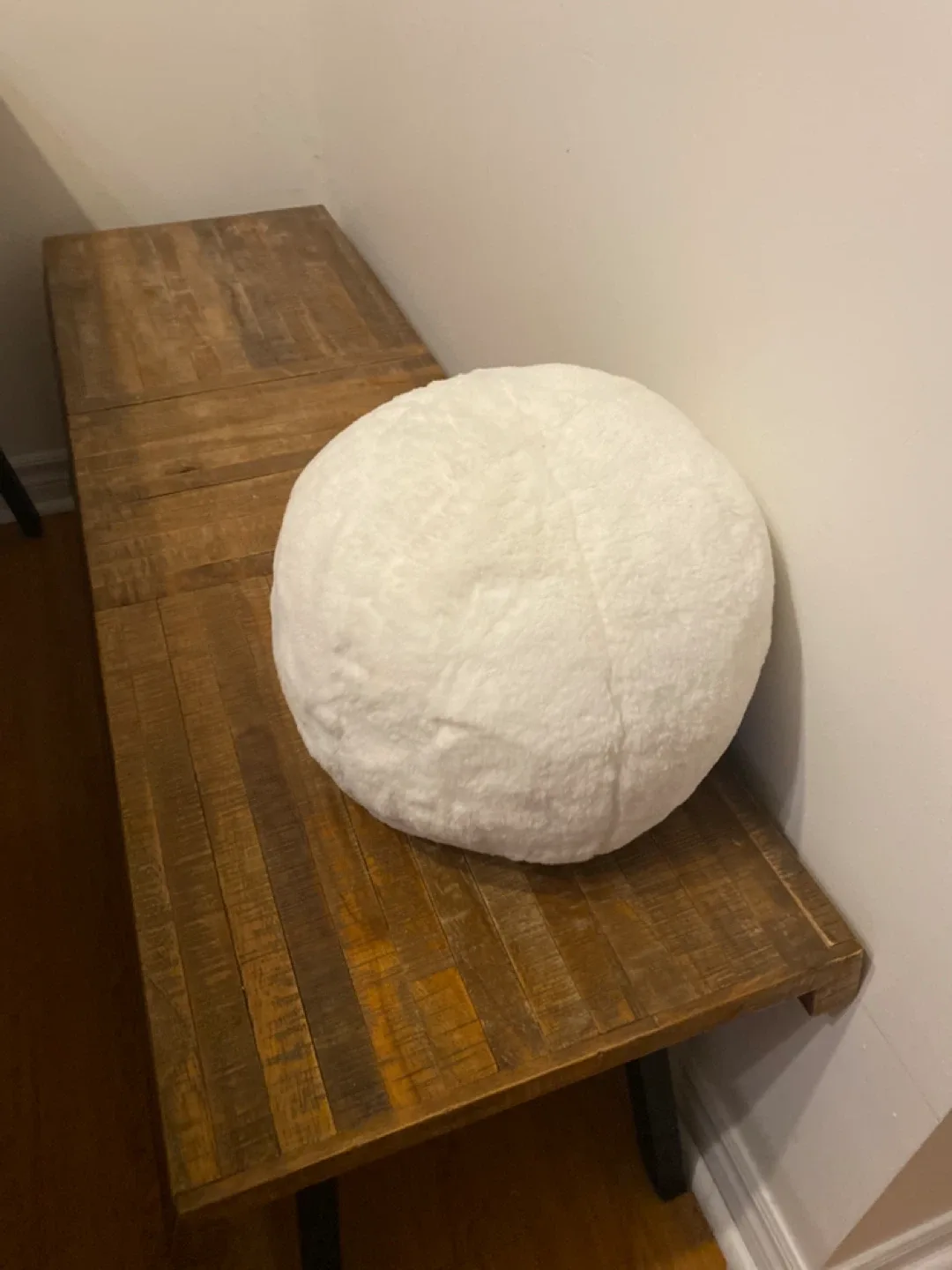 Faux Fur White Sphere Throw Accent Pillow