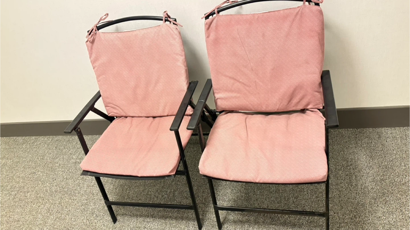 Set of 2 Folding Chairs with Cushions