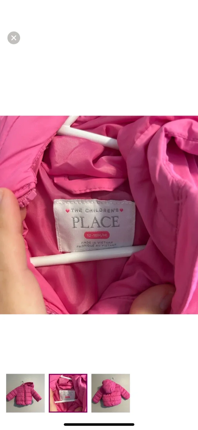 The Children's Place Pink Puffer Jacket (12-18M) image indicator(2)