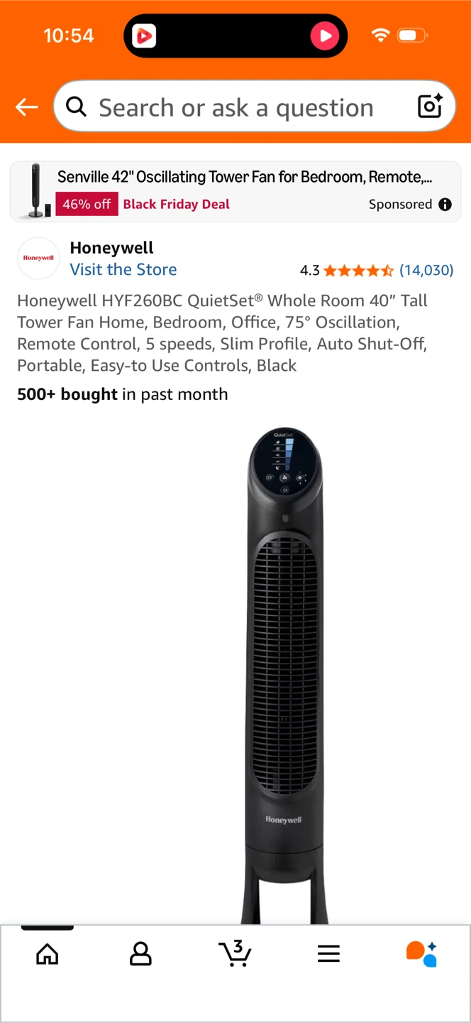 Honeywell QuietSet Tower Fan - Black - photo 4