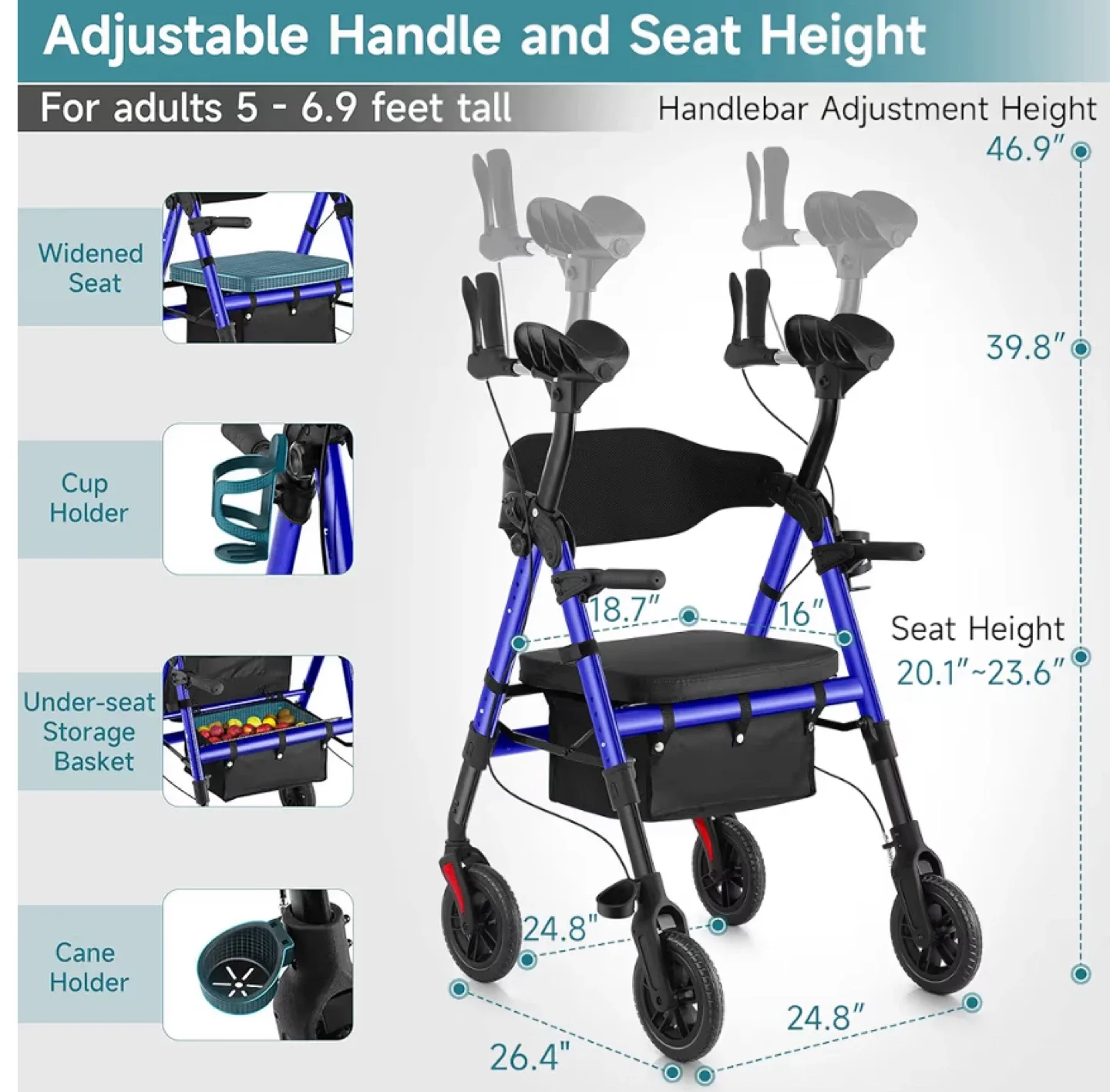 Strollaid Upright Walker - Blue image indicator(4)