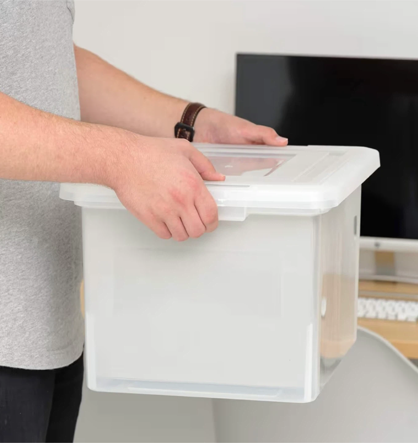 Clear File Storage Box with Lid (2pcs)