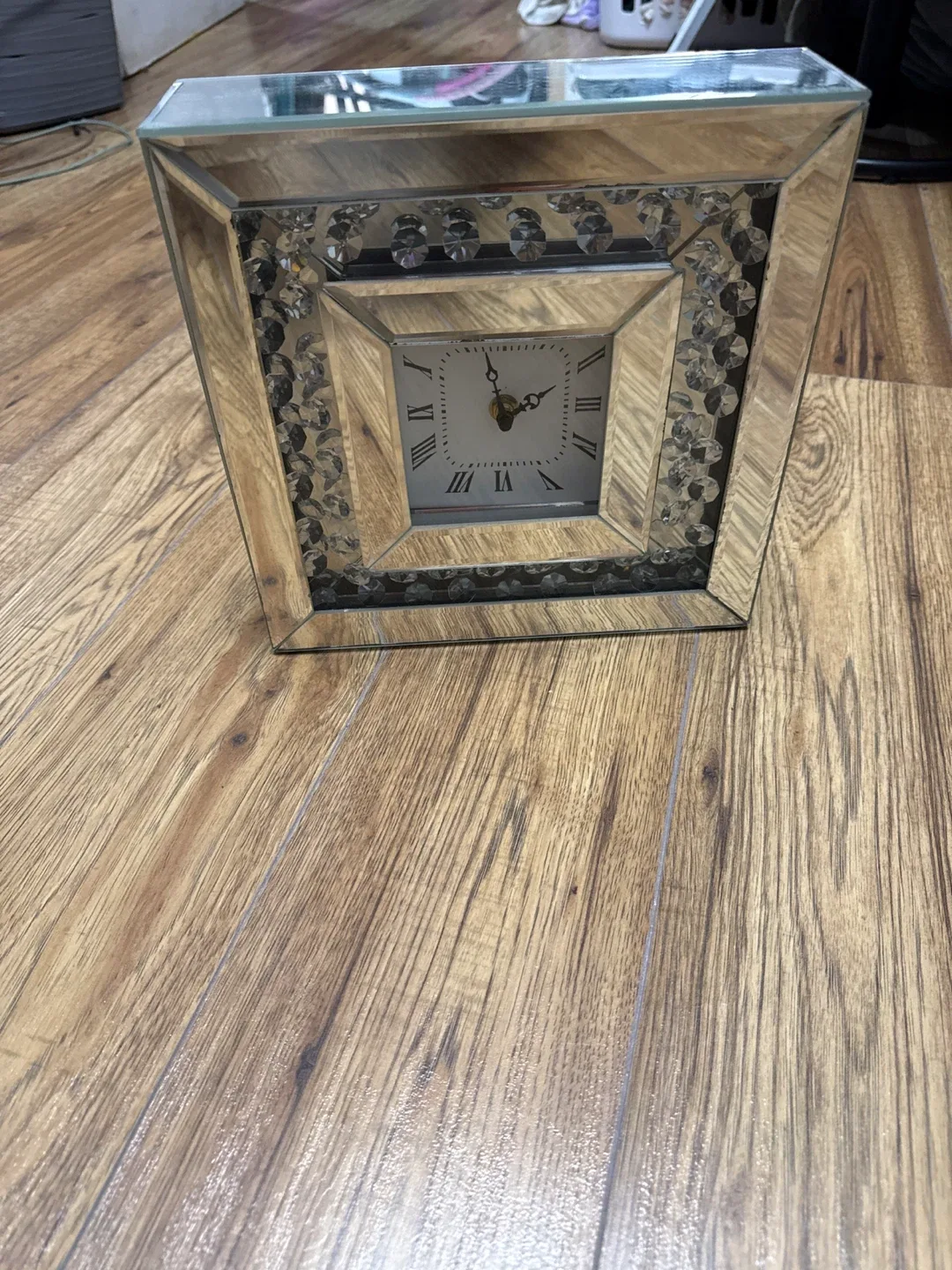 Square Mirrored Table Clock