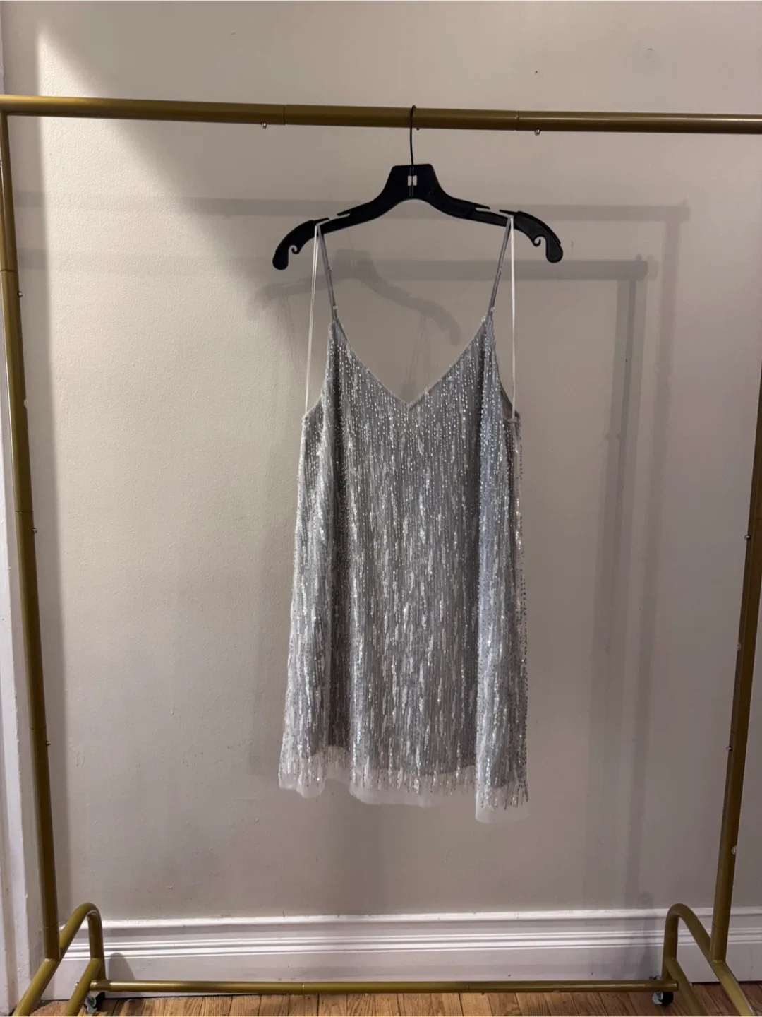 Zara Silver Sequin Mini Dress - Size M