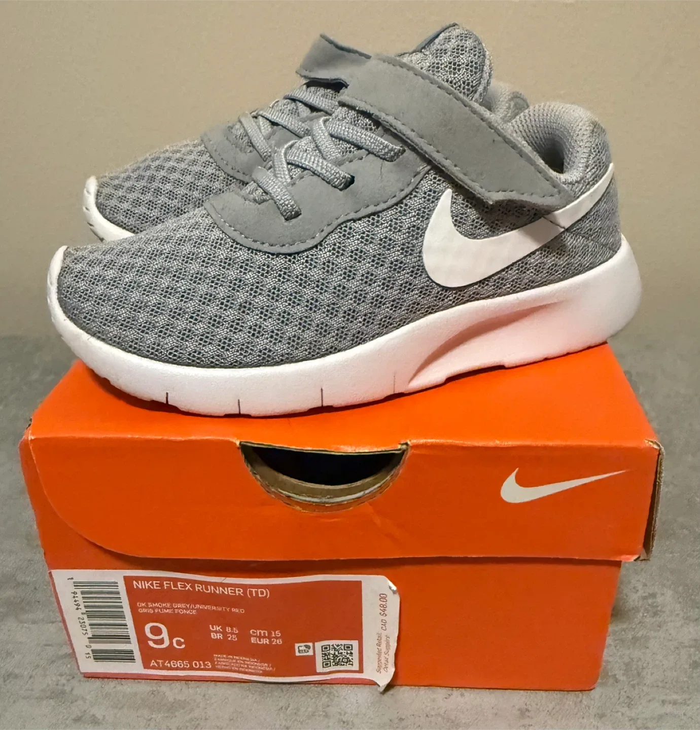 NEW Nike Flex Runner (TD) Grey, Size 9C