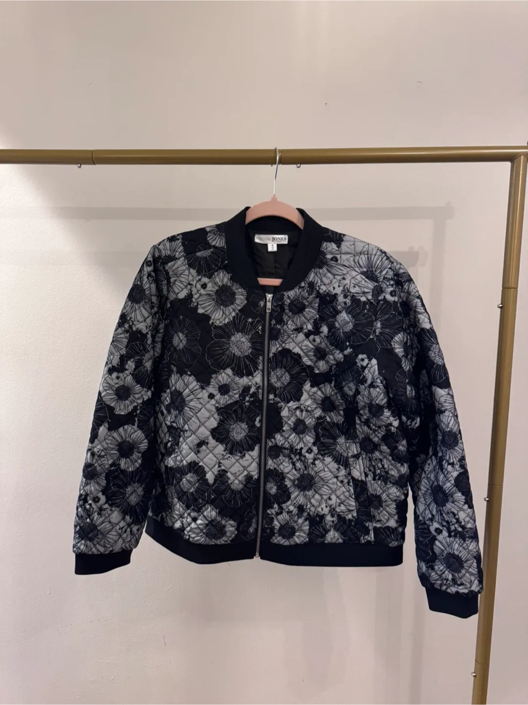 everyday JONES Black Floral Bomber Jacket - M
