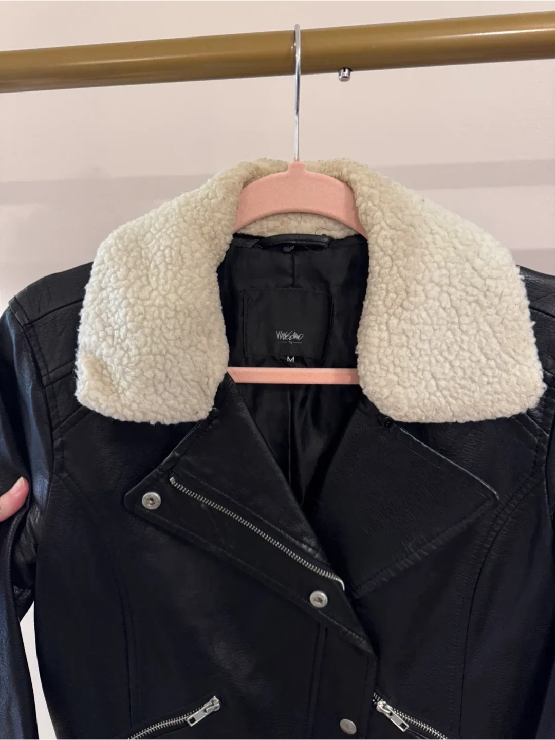 Mossimo Black Faux Leather Jacket - Size M image indicator(3)