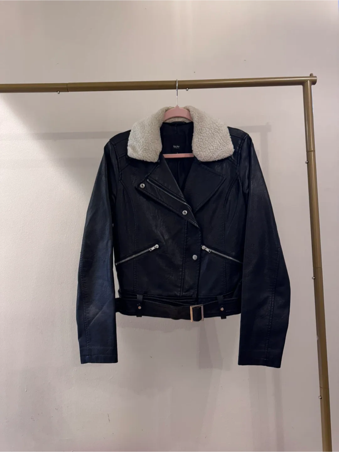 Mossimo Black Faux Leather Jacket - Size M image indicator(2)