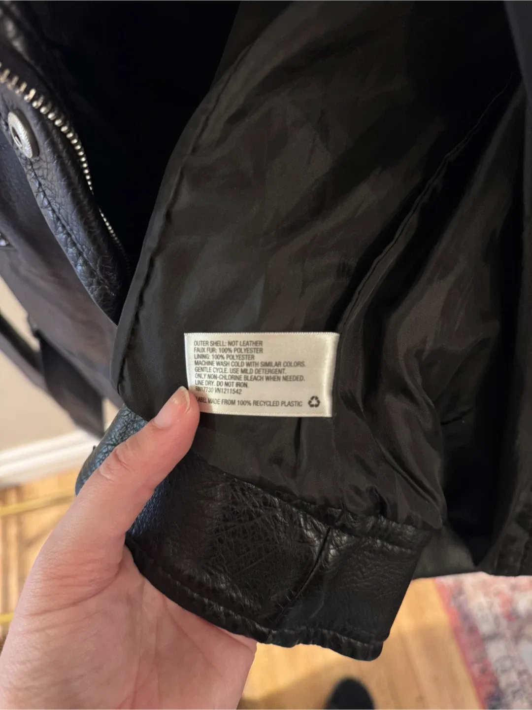 Mossimo Black Faux Leather Jacket - Size M image indicator(5)