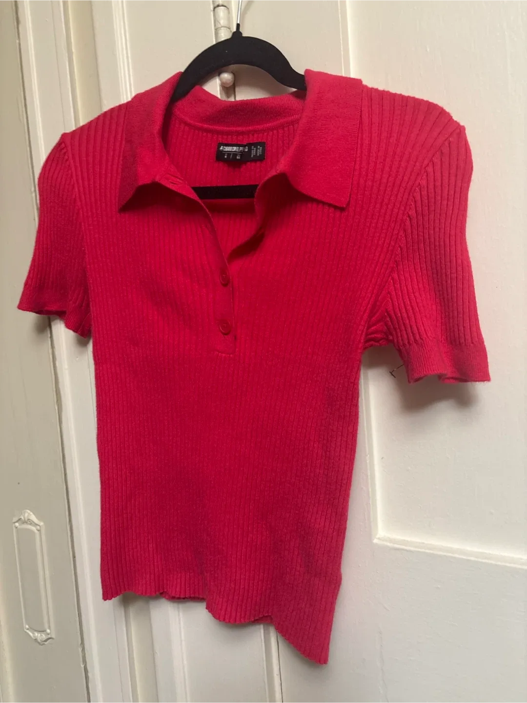 Red Ribbed Polo Shirt image indicator(3)