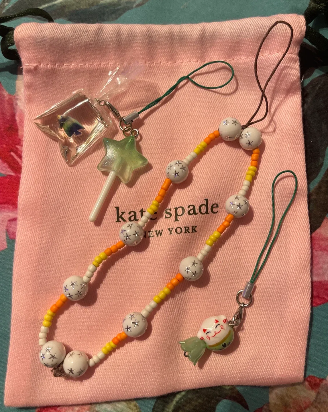 3 Phone Accessories: 1 Phone Lanyard and 2 Phone Charms