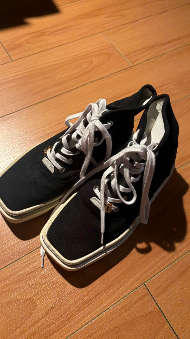 WE11DONE Black Square Toe High Top Sneakers - photo 2