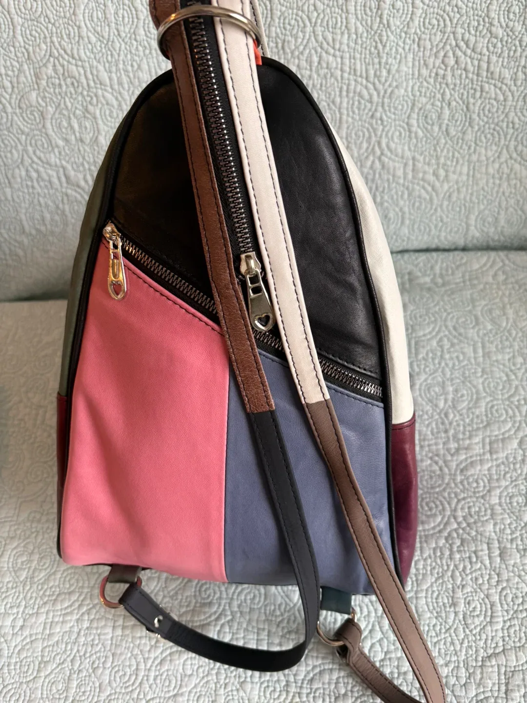New no tags- Leather Patchwork multi functional Bag