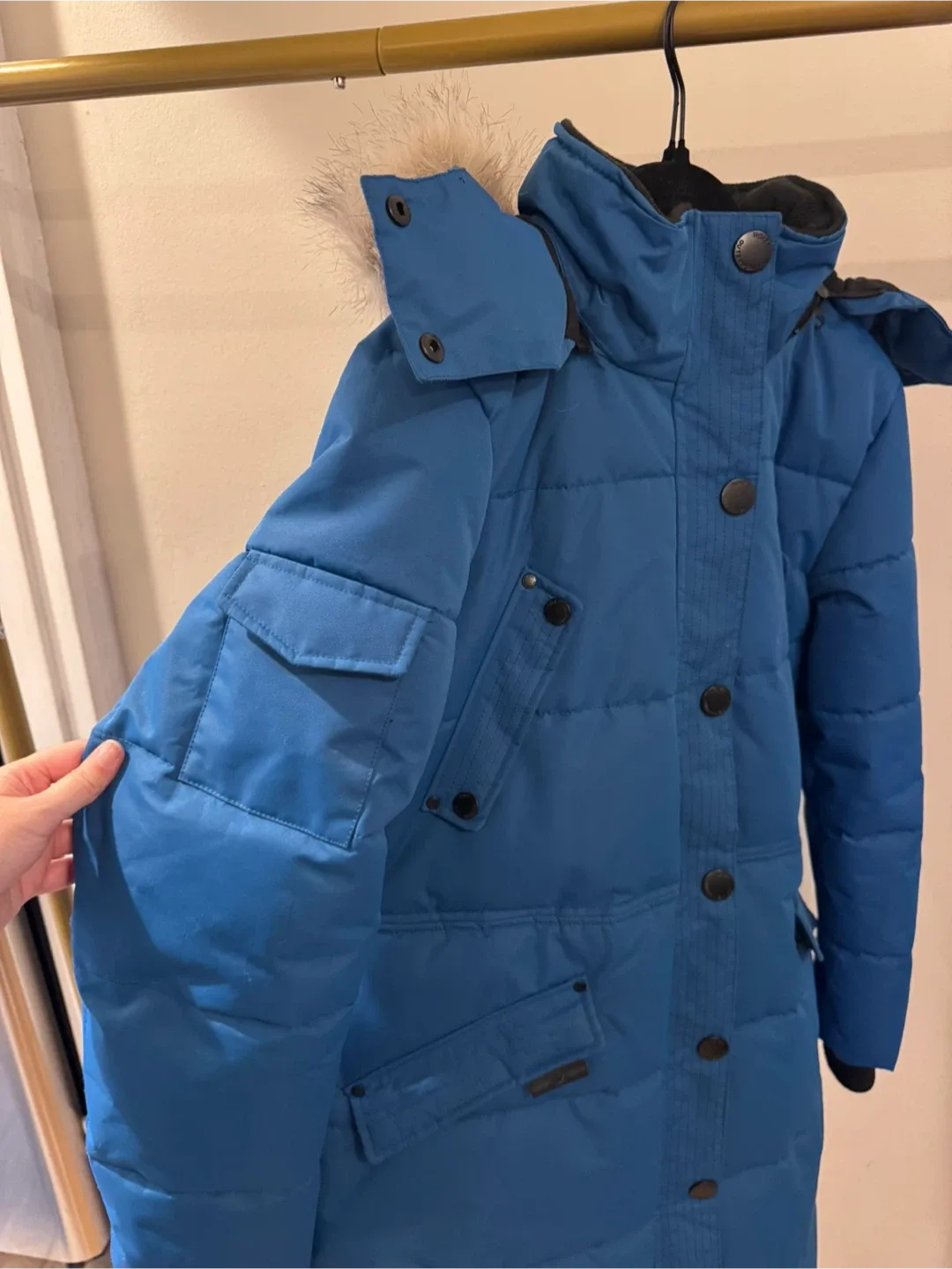 Noize Blue Puffer Coat with Fur Hood image indicator(7)