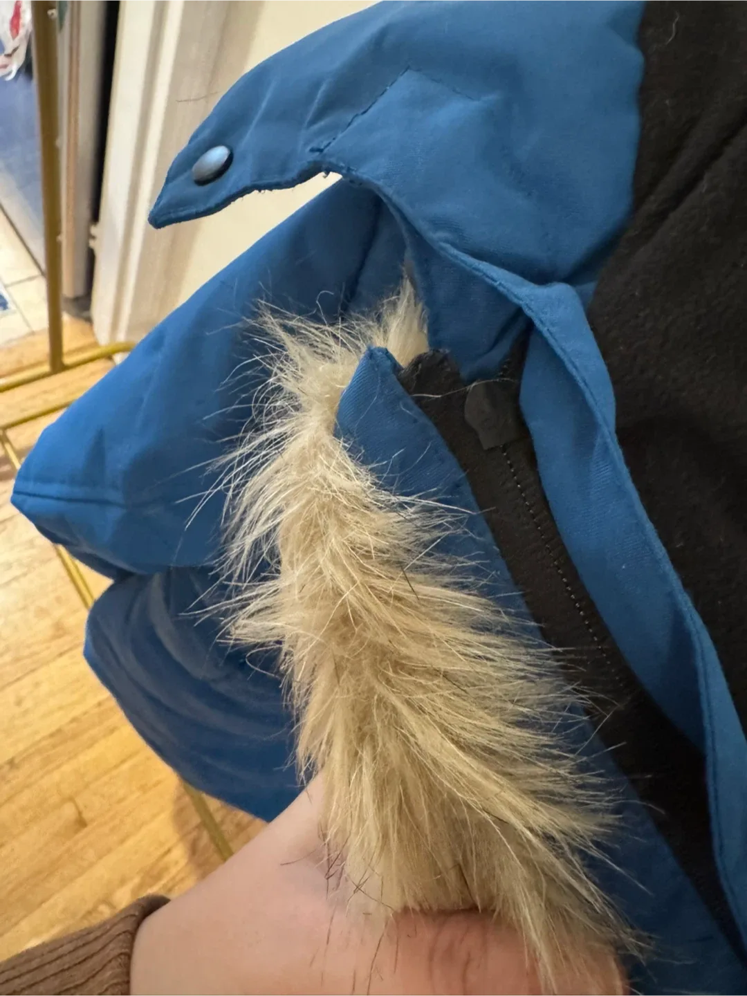 Noize Blue Puffer Coat with Fur Hood image indicator(4)