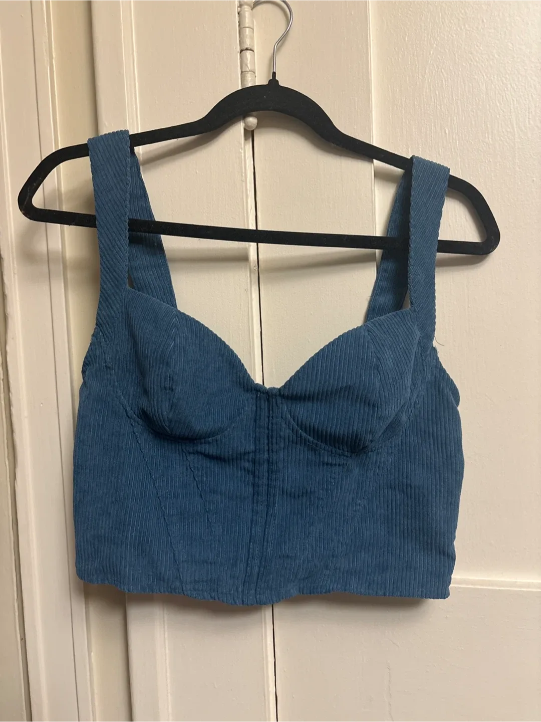 Blue Corduroy Bustier Top