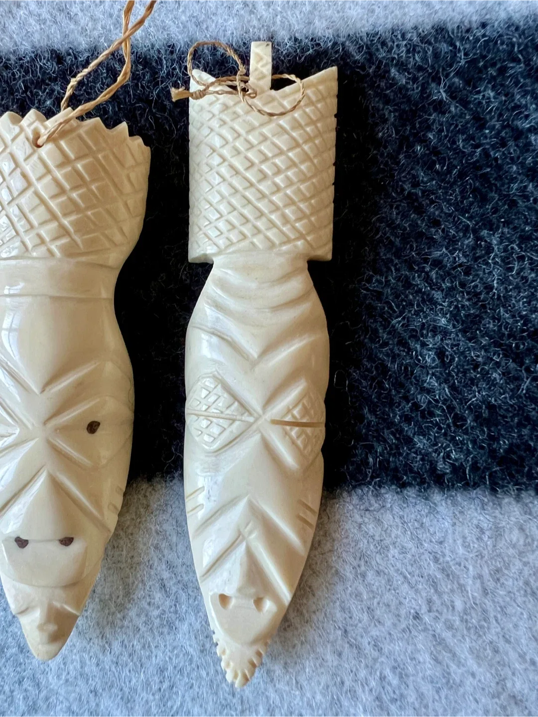 Vintage Hand Carved Bone Pendants - Set of 3 image indicator(6)