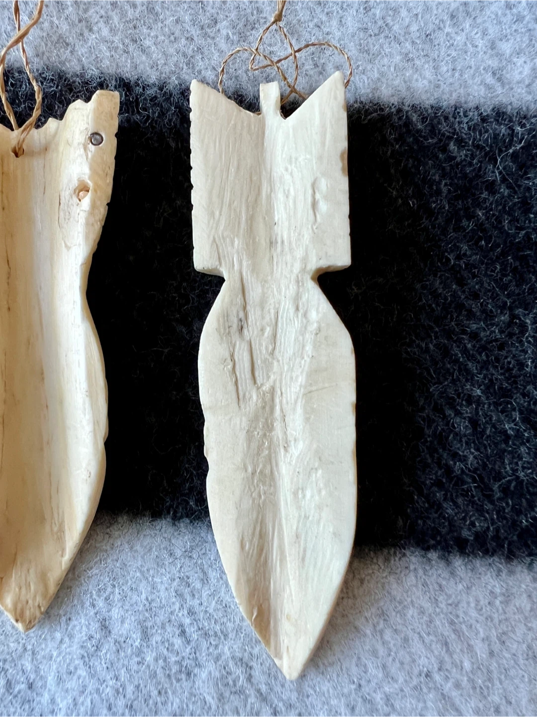 Vintage Hand Carved Bone Pendants - Set of 3 - photo 3