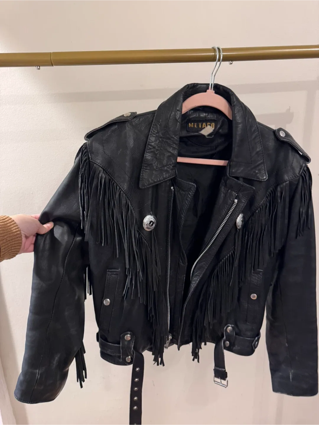 Metaco Black Leather Fringe Jacket Size 42 image indicator(6)