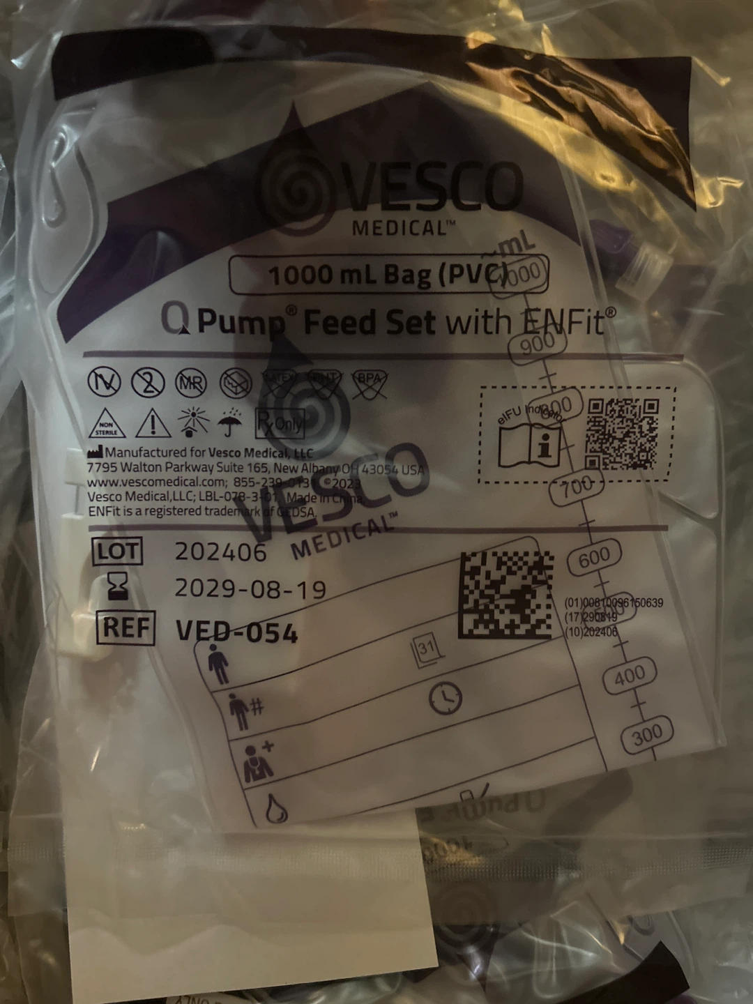 Vesco Medical Q Pump Feed Set with ENFit - New