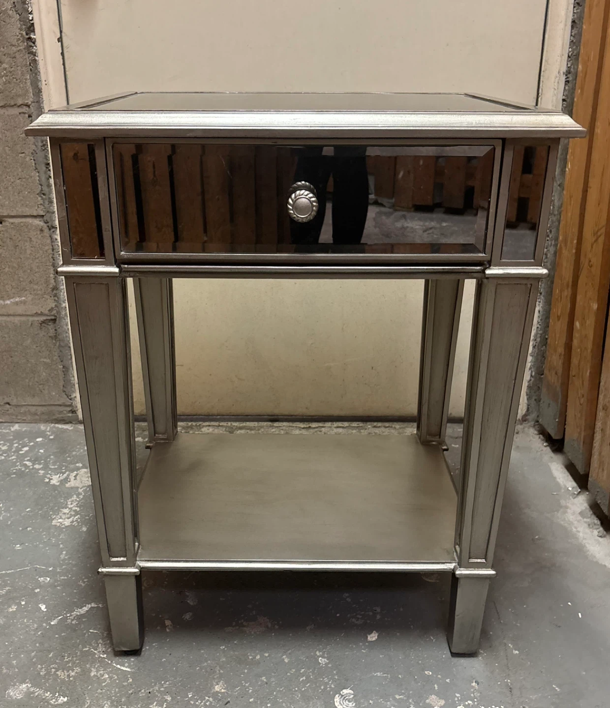 Silver Mirrored Nightstand