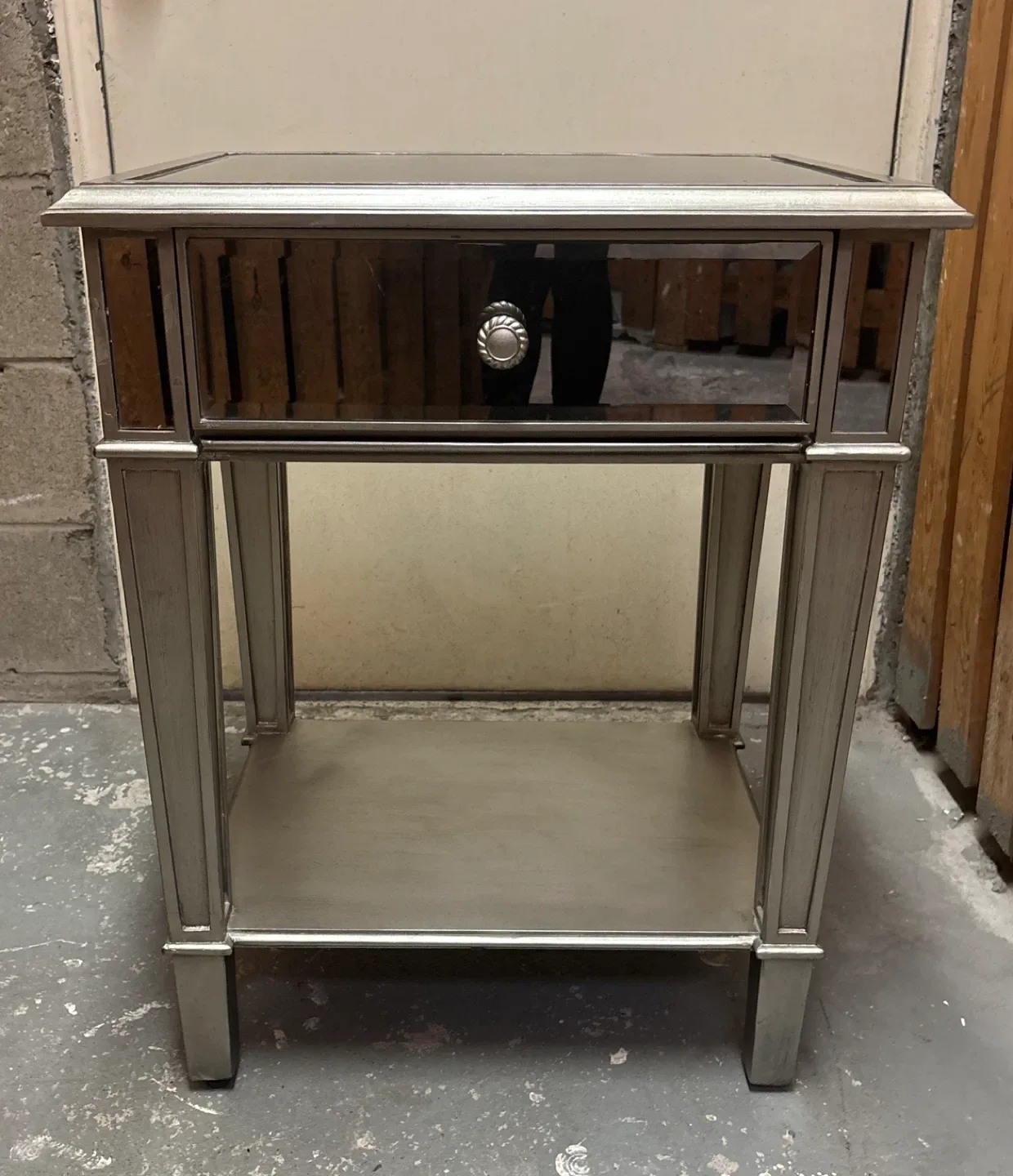 Silver Mirrored Nightstand