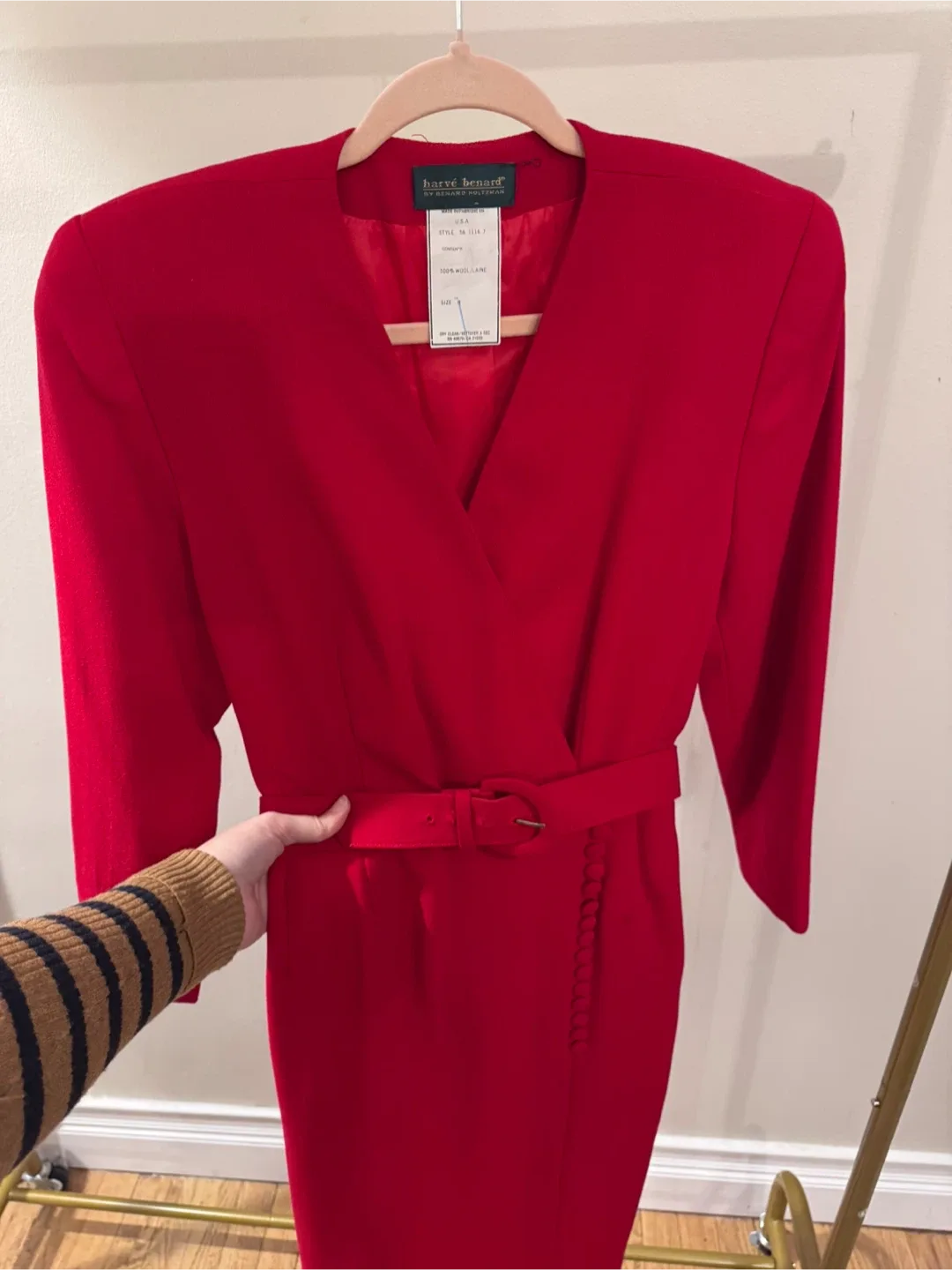 Harvé Benard Red Wool Dress - Size 8