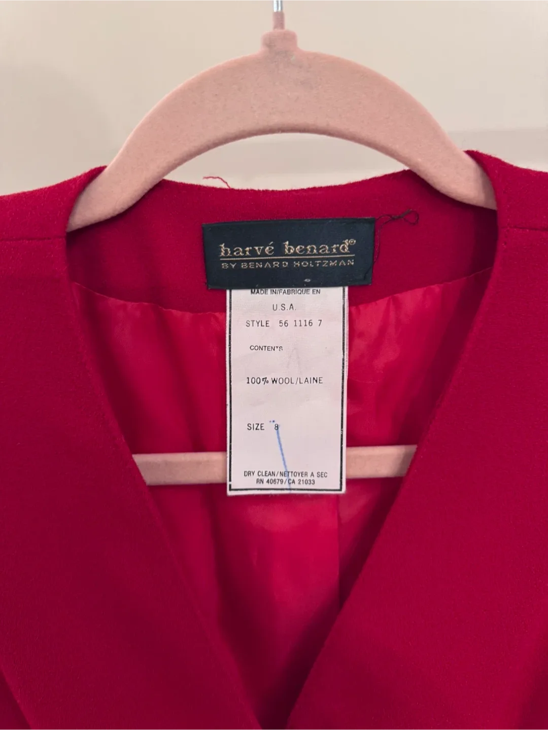 Harvé Benard Red Wool Dress - Size 8 image indicator(3)