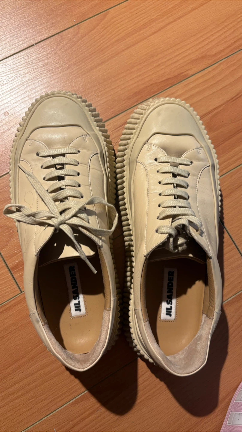 Jil Sander Beige Leather Platform Sneakers - photo 2