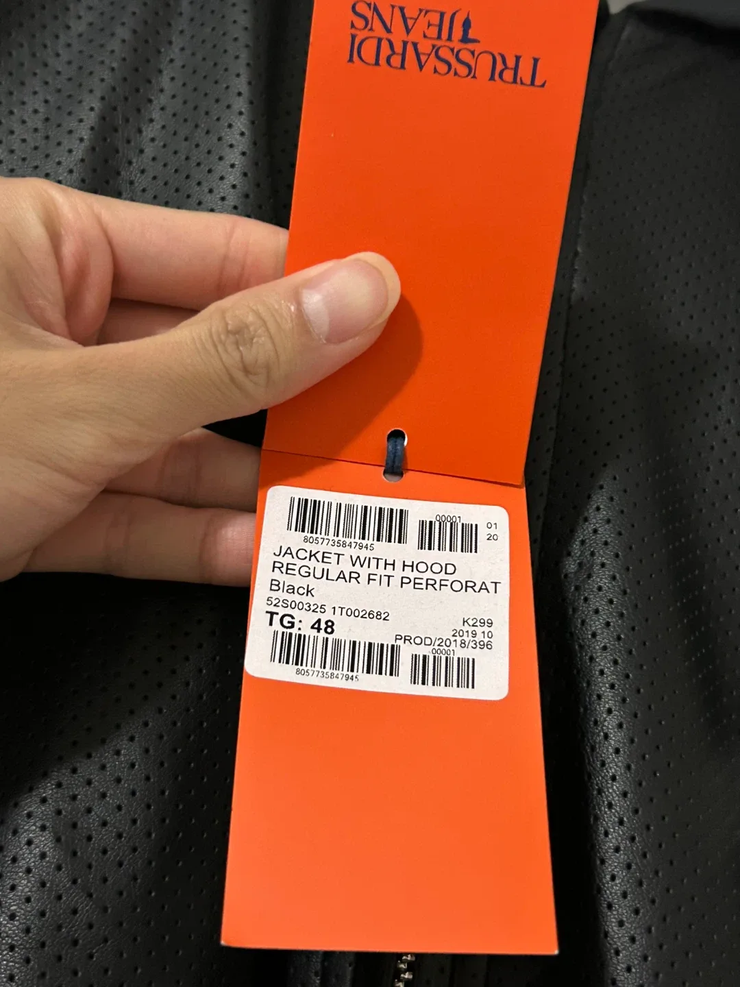 Trussardi Black Leather Jacket with Hood Size 48 image indicator(3)